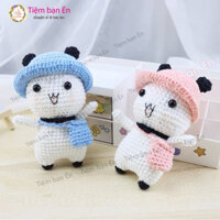Gấu móc len hình cặp đôi, quà tặng cặp đôi yêu nhau, móc khóa balo, móc khóa đôi, Gấu len móc handmade tặng kèm móc kóa