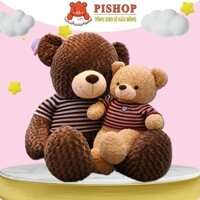 Gấu Ôm Bông  Teddy Nâu 1M2 Vải Lông Xoắn Cao Cấp Không Rụng Lông Thú Nhồi Bông Đồ Chơi Không Phát Nhạc Thú Bông Toy