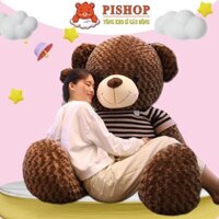 Gấu Ôm Bông  Teddy Nâu 1m7 Vải Lông Xoắn Cao Cấp Không Rụng Lông Thú Nhồi Bông Đồ Chơi Không Phát Nhạc Thú Bông Toy