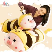 Gấu ôm heo ong vàng, thú nhồi bông hình heo ong siêu to khổng lồ 80cm -1m2 vải mềm mịn, bông gòn tinh khiết Rơm Store