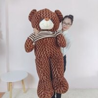 Gấu teddy 1m6 (cao 1m4) Cao cấp lông xoắn áo len[Ảnh Shop Chụp]