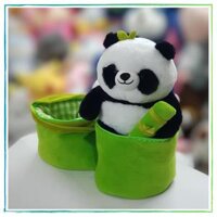 Gấu trúc ôm tre có bao ống tre size mini chất liệu vải nhung mềm mịn cao cấp,gấu bông panda dễ thương
