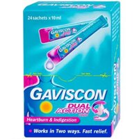 Gaviscon Dual Action Reckitt Benckiser điều trị trào ngược dạ dày, thực quản (Hộp 24 gói x 10ml)