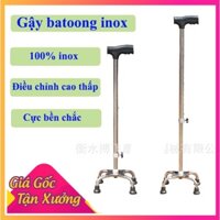 Gậy  batoong 4  chân inox  dành cho người già (điều chỉnh cao thấp được)