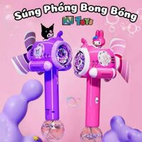 Gậy Bong Bóng Phát Sáng 2in1 Kèm Chong Chóng Xoay Kuromi, Melody Dễ Thương Thiết kế Chống Rò Rỉ, Súng Phun Bong Bóng