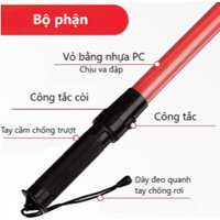 GẬY CHỈ HUY GIAO THÔNG 30CM CÓ CÒI, ĐÈN PIN, NHẤP NHÁY