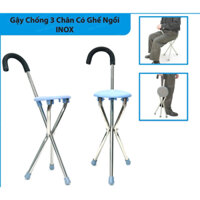 Gậy cho người già có ghế ngồi, Gậy chống trượt cho người già - Gậy chống 3 chân inox có ghế ngồi hoạt động như một chiếc