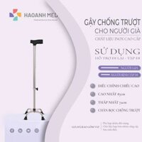 Gậy Chống 4 Chân Chống Trượt Cho Người Già Chất Liệu Inox (Gậy chống bằng thép kết hợp nhôm hợp kim, dùng hỗ trợ người già đi lại, kt(21x15x72- 87)cm+-10%, không hiệu, NSX: Fual Bell Electronic Co.,ltd. Mới 100)