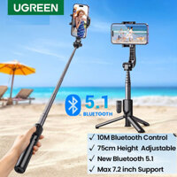 Gậy chụp ảnh 3 chân có điều khiển Bluetooth UGREEN, tripods tích hợp gậy selfie, chân cao 75cm, điều khiển từ xa 10m