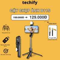 Gậy Chụp Ảnh 3 Chân TECHIFY B11S Thế Hệ Mới Có Đèn Led Trợ Sáng Selfie Chụp Hình Có Remote Bluetooth Điều Khiển Từ Xa PK