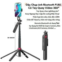 Gậy chụp ảnh 4 chân P185 - Gậy Selfie Cầm Tay Tặng Kèm Remote - Chiều Dài Sử Dụng 30-180cm