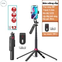 GẬY CHỤP ẢNH 4 CHÂN P185 KÈM BLUETOOTH CHỤP ẢNH TỪ XA- Quay Video.Vlong.Livestream .Chân Kéo Cao Tối Đa 1m8 Kem Selfie