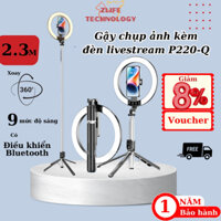 Gậy chụp ảnh, bộ chân đỡ điện thoại livestream P220Q cao 2.3M, có đèn siêu sáng, có thể gấp gọn