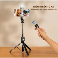 Gậy Chụp Ảnh cao 1m1 hàng cao cấp 3 in 1, kèm tripod, đèn led và có điều khiển, Chính Hãng phukienleo.official