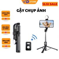 Gậy Chụp Ảnh cao 1m1 hàng cao cấp 3 in 1, kèm tripod, đèn led và điều khi pin sạc xịn,chắc chắn-VD.STORE