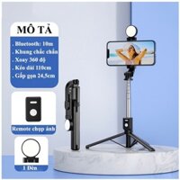 Gậy Chụp Ảnh cao 1m1 hàng cao cấp 3 in 1, kèm tripod, đèn led và điều khiển sạc xịn,chắc chắn Chính Hãng