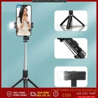 Gậy chụp ảnh điện thoại 3 chân Selfie tự sướng tích hợp remote bluetooth quay video chống rung - chân đèn live stream có led siêu sáng xem phim chống mõi xếp gọn du lịch