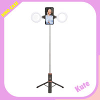 Gậy chụp ảnh JC-16H selfie dài 1m 2 đèn gương led kèm giá đỡ 3 chân điều khiển bluetooth