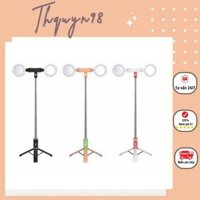 Gậy chụp ảnh JC-16H selfie dài 1.1m có 2 đèn gương led kèm giá đỡ 3 chân đa năng điều khiển bluetooth từ xa