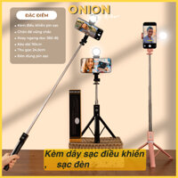 Gậy chụp ảnh Onion hàng cao cấp 3 in 1, kèm tripod, đèn led và điều khi pin sạc xịn