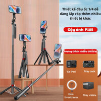 Gậy chụp hình 4 chân Selfie P180/ P185 đèn led tay quay video xoay 360 độ 1.8m hàng hãng chắc chắn quay livetream tiktok