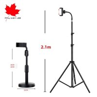 Gậy LiveStream 360 quay tiktok, video để bàn có thể điều chỉnh chiều cao 24-34 Cm và tripod 1.6-2.1m