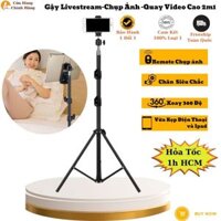 Gậy Livestream Chụp Ảnh Quay Video Cao 2m1,Giá Đỡ Kẹp Điện Thoại Ipad Chân Tripod Xoay 360 Độ Tặng Kèm RemoteHello Store