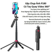 Gậy livestreams chụp hình Selfie tự sướng P180 P185 có tay quay video xoay 360 độ ~1.8m