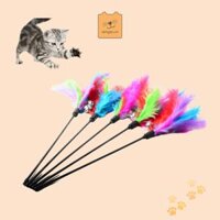 Gậy ngắn gắn lông vũ có chuông leng keng chơi với mèo