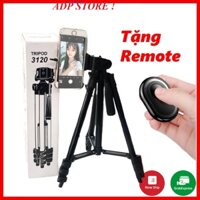 Gậy Tripod 3 chân TF - 3120A cao hơn 1m, gậy kèm 1 Kẹp điện thoại,túi đựng và 1 Remote bluetooth điều khiển từ xa