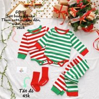 (GB156) (5-12kg) Quần áo trẻ em (Puppy Kids) Set body + quần kẻ, Thun cotton Thu Đông.