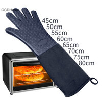 Gcdhome Khâu Màu Trơn Chịu Nhiệt Nhà Bếp Găng Tay Nấu Ăn Bền Chống Trơn Trượt Lò Nướng Găng Tay BBQ Cực Dài Hữu Ích HOT