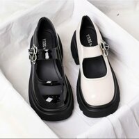 GD116- Giày hoa trà oxford nữ đế cao 6cm siêu nhẹ tôn dáng tăng chiều cao, da bóng dễ vệ sinh