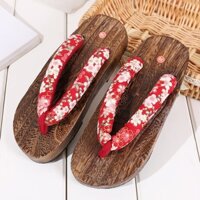 (GĐT9) Guốc Gỗ Geta Nữ Phong Cách Nhật Bản Đế Bằng Lót Cao Su Chống Trượt Cực Kỳ Êm và Nhẹ