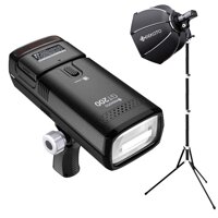 GEEKOTO Flash Speedlite Kit 200W TTL 2.4G Flash Strobe Light with Quick Release Softbox 1/8000 HSS Cordless Monolight with 2900mAh Battery and Prov...
