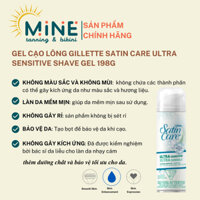 GEL CẠO CHO NỮ GILLETTE SATIN CARE ULTRA SENSITIVE SHAVE GEL 198GR