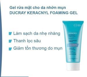 Gel rửa mặt cho da nhờn mụn Ducray Keracnyl Gel Moussant