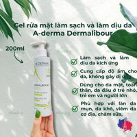 Gel rửa mặt làm sạch, làm dịu da kích ứng A-Derma Dermalibour+ Foaming Gel 200ml, hàng Pháp nội địa_MiMi HG