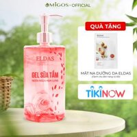 Gel sữa tắm mụn lưng ELDAS, giảm viêm nang lông với tinh chất TRÀM TRÀ KHỔ QUA HOA HỒNG kháng khuẩn sáng da 500mlchai