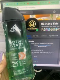 Gel tắm gội 3in1 Adidas Active Start 400ml, màu xanh lá – chai