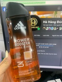 Gel tắm gội 3in1 Adidas Power Booster 400ml, màu cam – chai