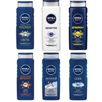 Gel tắm, gội, cạo râu 3 trong 1 NIVEA Men 500ml -Cool/Maximum Hydration/Shower and Shave/Sport/Energy/Sensitive (Mỹ)