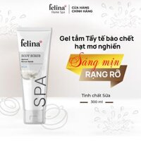 Gel tắm tẩy tế bào chết body Felina Home Spa 300ml từ hạt mơ nghiền cho da nhạy cảm - Tinh Chất Sữa