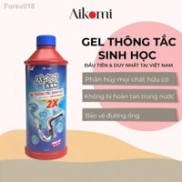 Gel thông tắc sinh học AIKOMI làm sạch đường ống, vệ sinh cống, bồn rửa bát, nhà vệ sinh không bị hòa tan trong nước