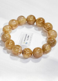 Gembank Lắc Tay Thạch Anh Tóc Vàng 15MM Kèm Giấy Kiểm Định PNJ