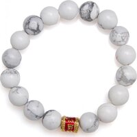 Gembank Vòng Tay Đá Howlite Trắng Tự Nhiên Charm Chữ Phạn 10MM