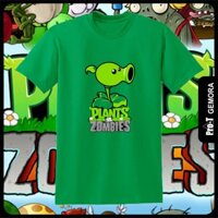 Gemora_ Áo Thun Xanh Lá Cây Hoạt Hình Plants VS ZOMBIES Có Sẵn SIZE Cho Trẻ Em Và Người Lớn