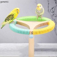 Genenic Vẹt Xoay Đứng Gỗ Chim Đồ Chơi Budgies