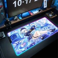 Genshin Impact Furina Anime Mouse Pad LED PC Kawaii Girl Mousepad Gamer Tủ Bàn Phím Miếng Lót RGB Phụ Kiện Chơi Game XXL Bàn Thảm