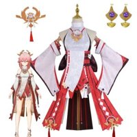 Genshin Impact Yae Miko Trang Phục COS Tóc giả, trang phục Halloween